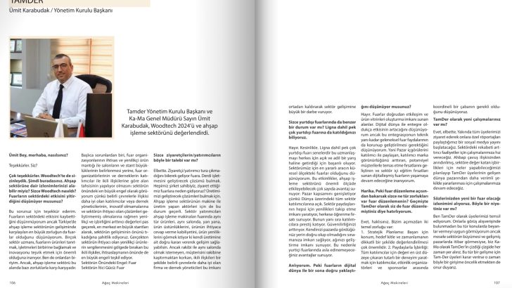 Tamder Başkanı Ümit Karabudak WoodTech ve Fuarlar Hakkında Konuştu